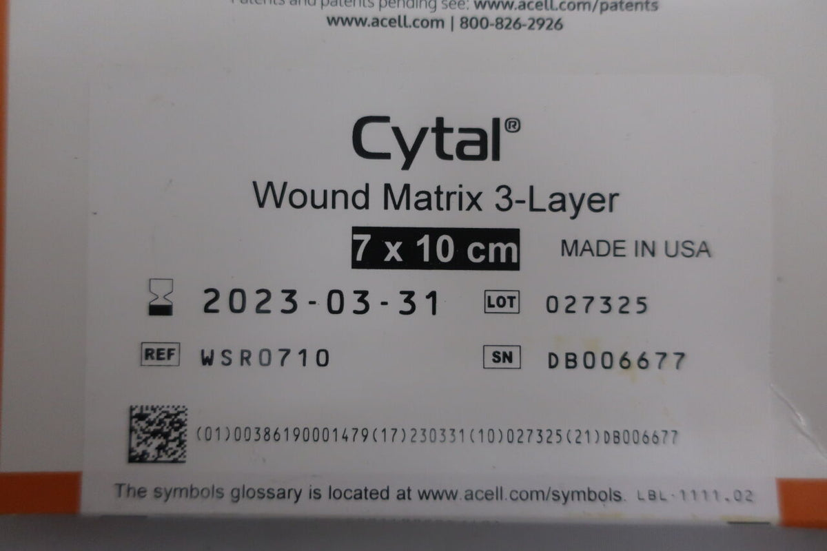WSR0710 - ACELL - ACell Cytal Wound Matrix, 3-Layer 7cm x 10cm, (BX/1)