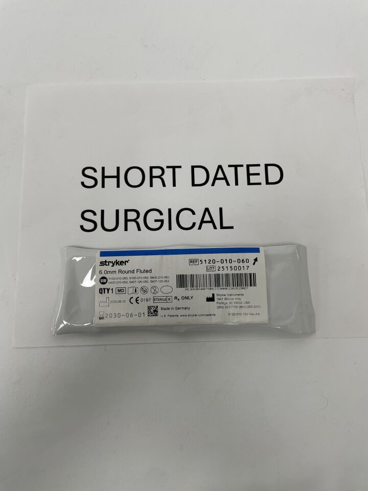 5120-010-060 - STRYKER - 6.0mm Round Fluted Bur, Medium, (EA)