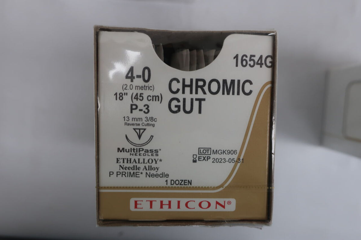 1654G - ETHICON - Gut Chromic Absorbable Monofilament Suture, Size 4-0, 18 in. Length, P-3 Needle, (BX/1)