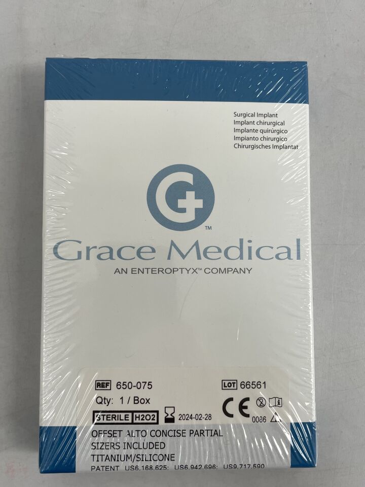 650-075 - GRACE MEDICAL - Offset Alto Concise Partial Sizers Included Titanium/Silicone, (BX/1)