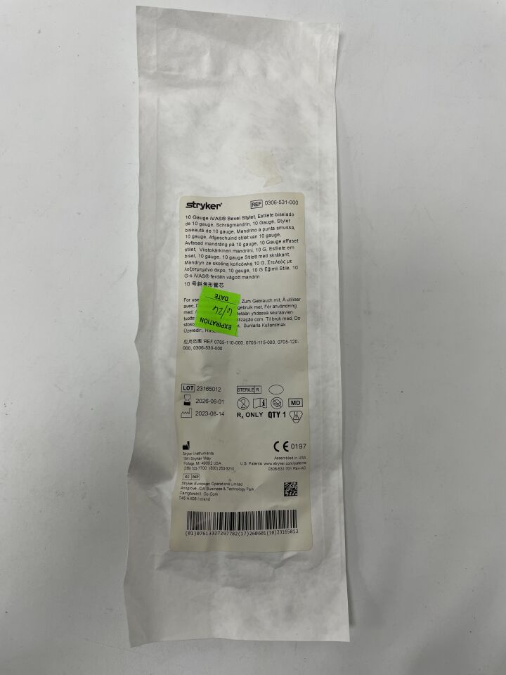 0306-531-000 - STRYKER - IVAS 10G Bevel Stylet, (EA)