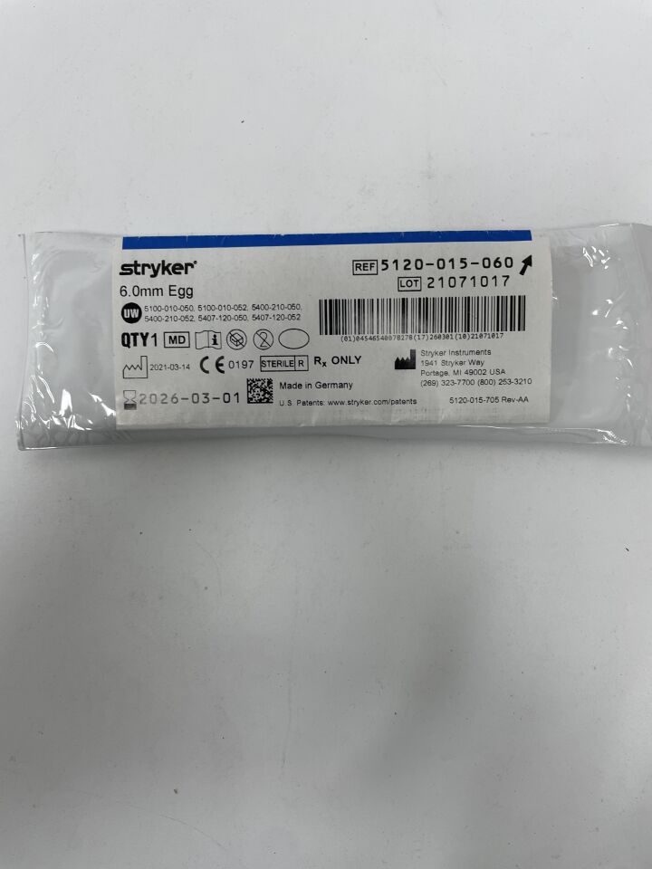 5120-015-060 - STRYKER - 6.0mm Egg Bur, Medium, (EA)