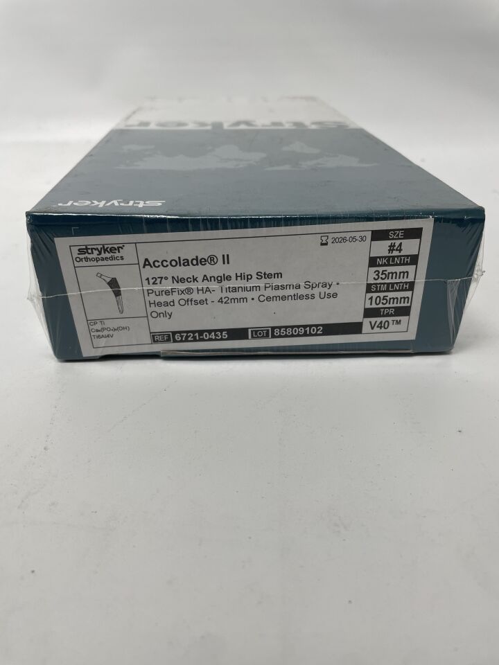 6721-0435 - STRYKER - Accolade II Femoral Hip Stem, 4 Size, 127 Neck Angle, (BX/1)