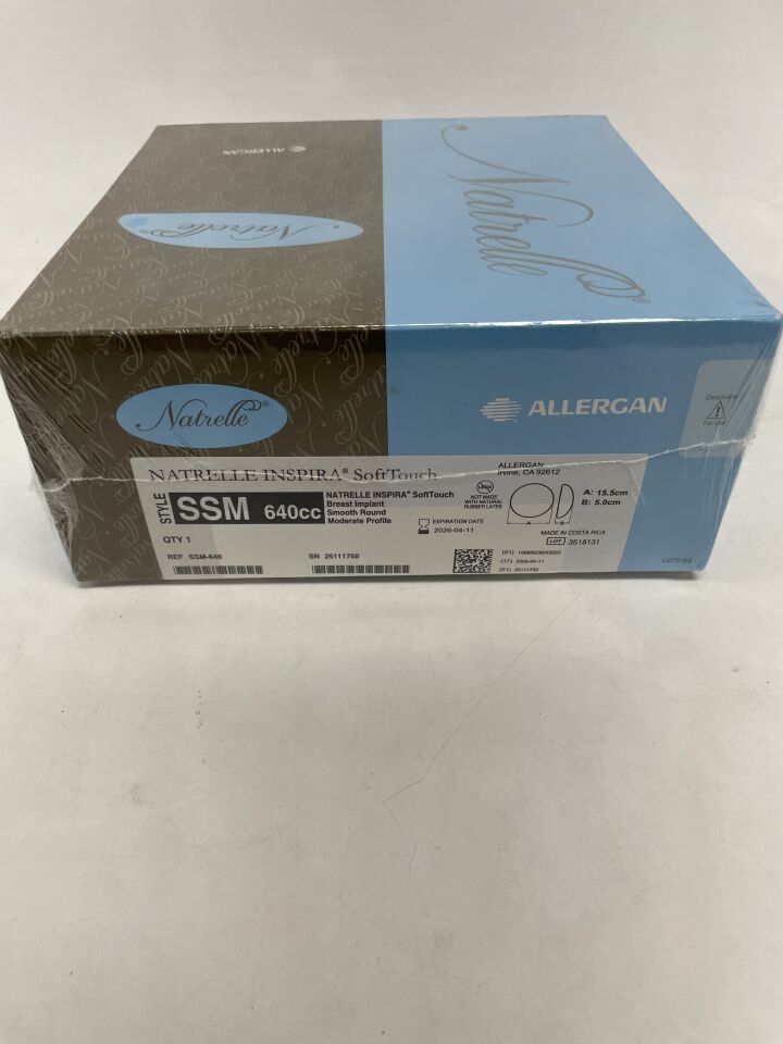 SSM-640 - ALLERGAN - Natrelle Inspira SoftTouch Breast Implant, Smooth Round, Moderate, 6400cc, (BX/1)