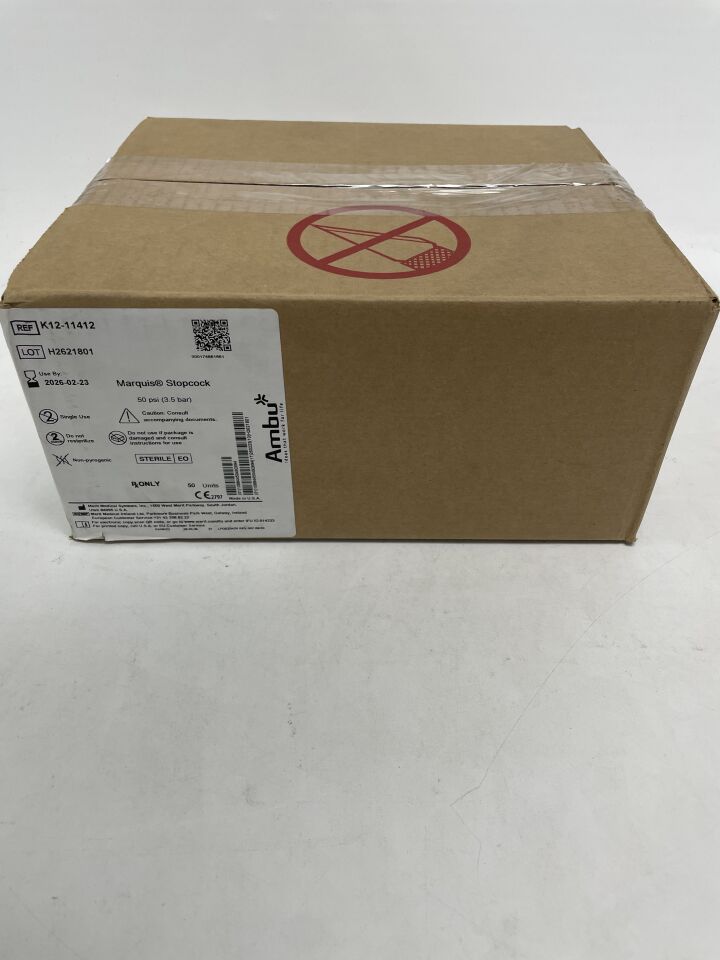 K12-11412 - AMBU - Marquis Stopcock, 50psi, (BX/50)