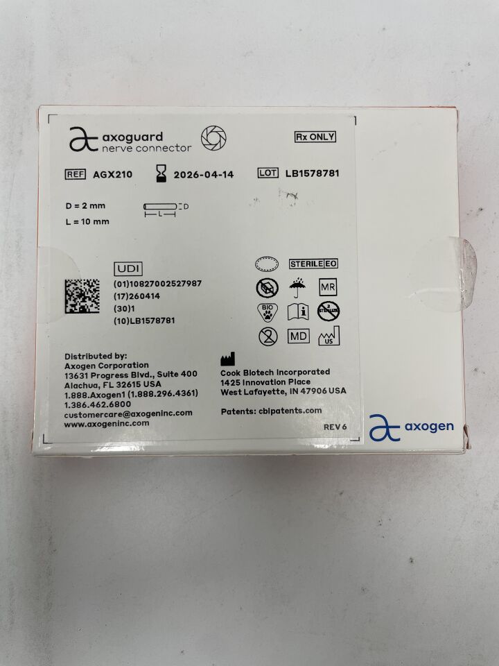 AGX210 - AXOGEN - AxoGuard Nerve Connector 2mm x 10mm, (BX/1)