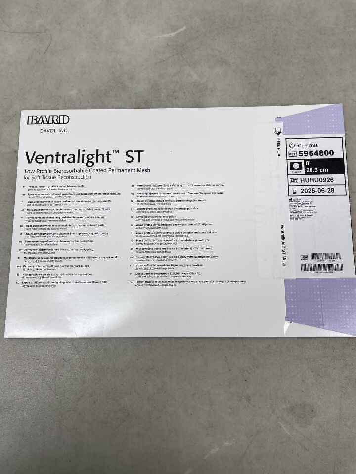 5954800 - BARD - Ventralight ST Medium Weight Monofilament Polypropylene Mesh, 8 in. Size, (BX/1)