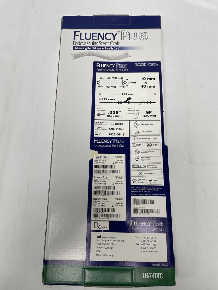 FEL10040 - BARD - Fluency Plus Endovascular Stent Graft - 10mm x 40mm x 117cm, (BX/1)