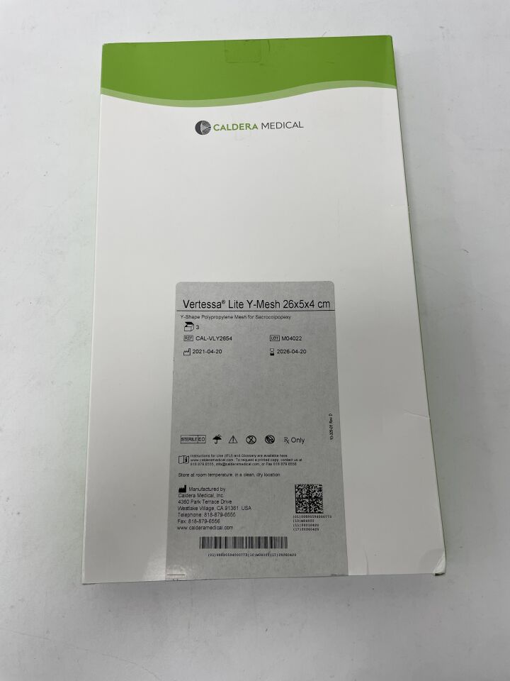 CAL-VLY2654 - CALDERA MEDICAL - Vertessa Lite Polypropylene Y-Mesh for Sacrocolpopexy 26cm x 5cm x 4cm, (BX/3)
