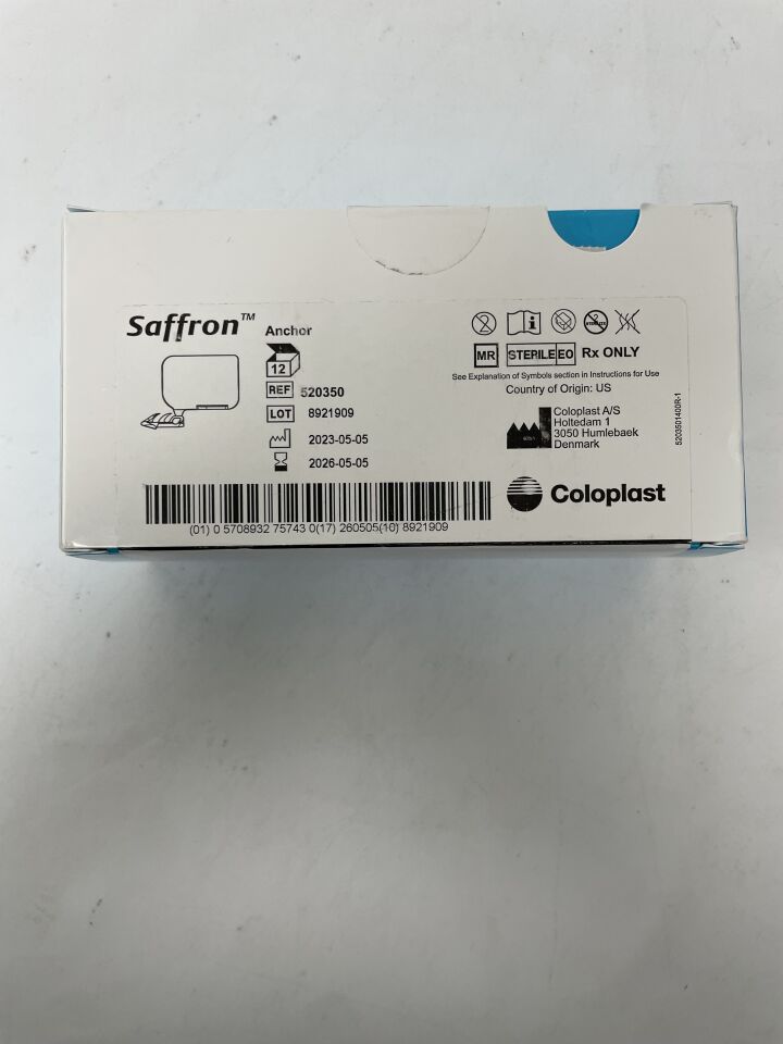520350 - COLOPLAST - Saffron Anchor for Pelvic Floor Reconstruction, (BX/12)