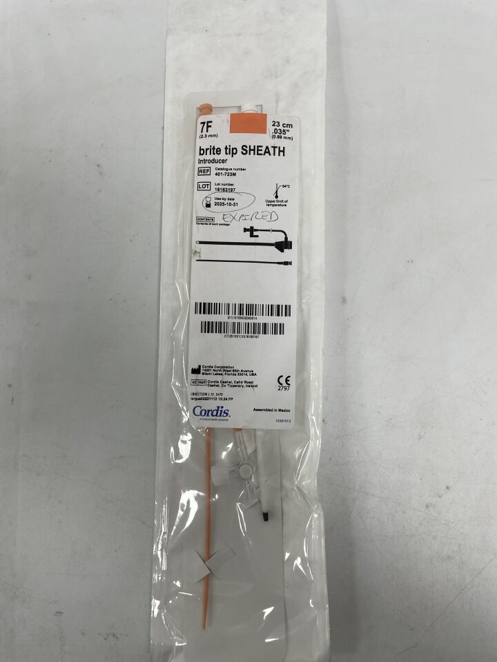 401-723M - CORDIS - Brite Tip SHEATH Introducer - 7Fr x 23cm x .035", (EA)