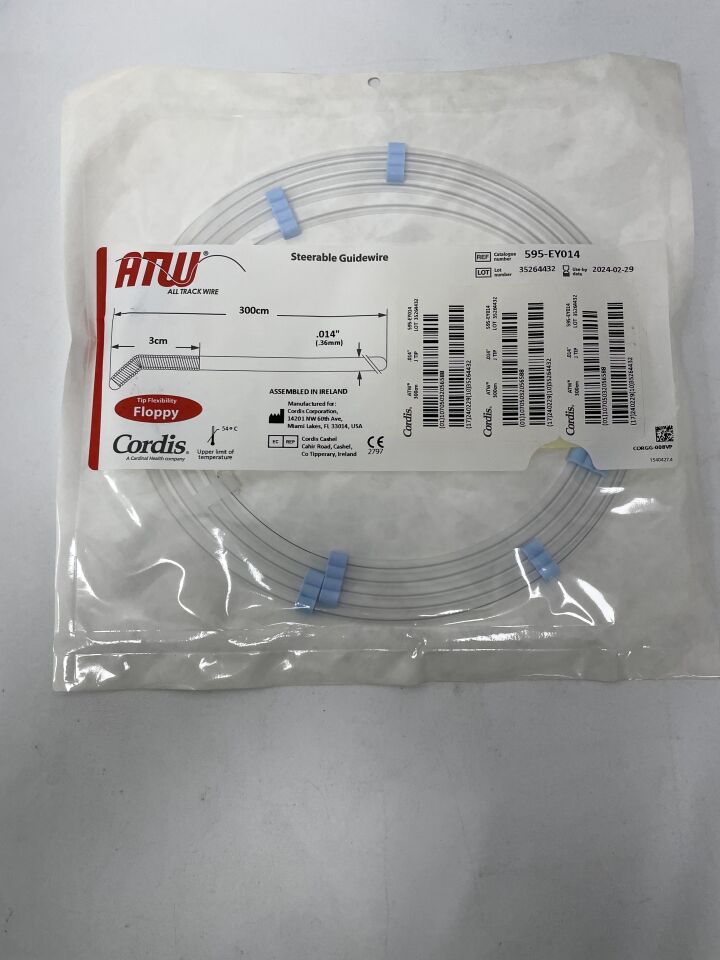595-EY014 - CORDIS - ATW Marker Wire Steerable Guidewire - J-Tip Floppy - .014" x 300cm, (EA)