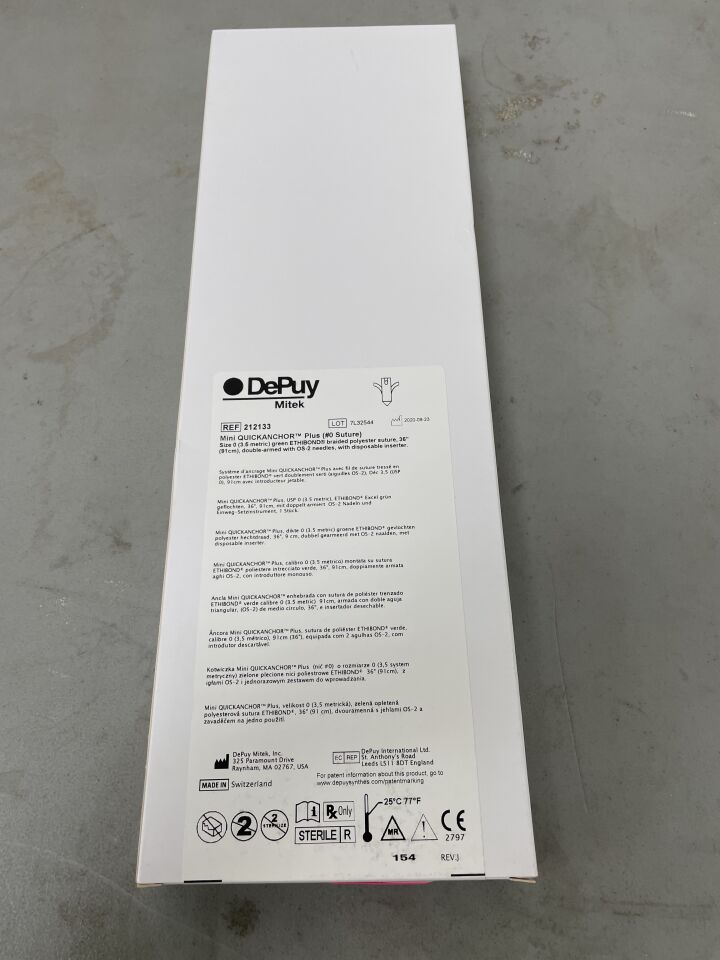 212133 - DEPUY - Mini QuickAnchor Plus Ti/Nitinol Suture Anchor with Ethibond Ti/Nitinol Suture, (BX/1)