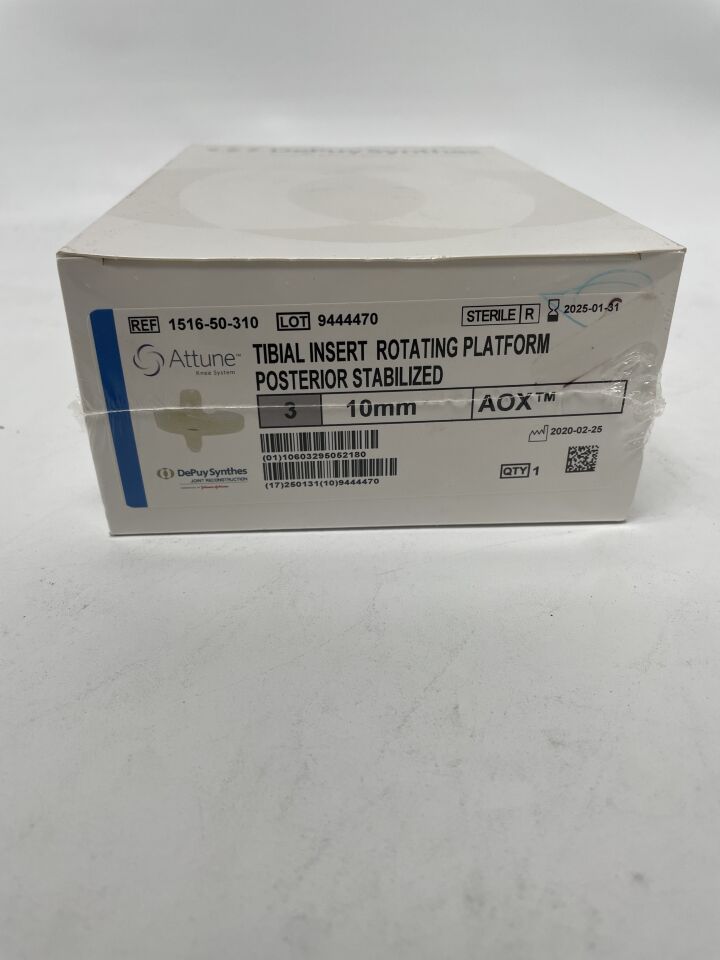 1516-50-310 - DEPUY - Attune Knee System Tibial Insert Rotating Platform Posterior Stabilized Size 3 10Mm Aox, (BX/1)