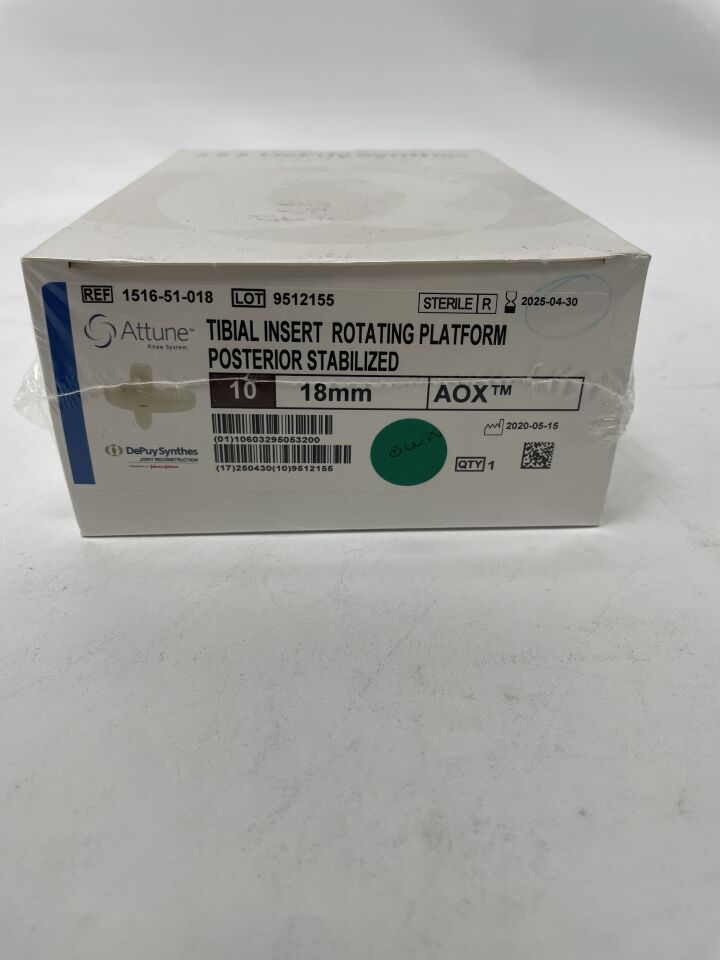 1516-51-018 - DEPUY - Attune Knee System Tibial Insert Rotating Platform Posterior Stabilized Size 10 18Mm Aox, (BX/1)