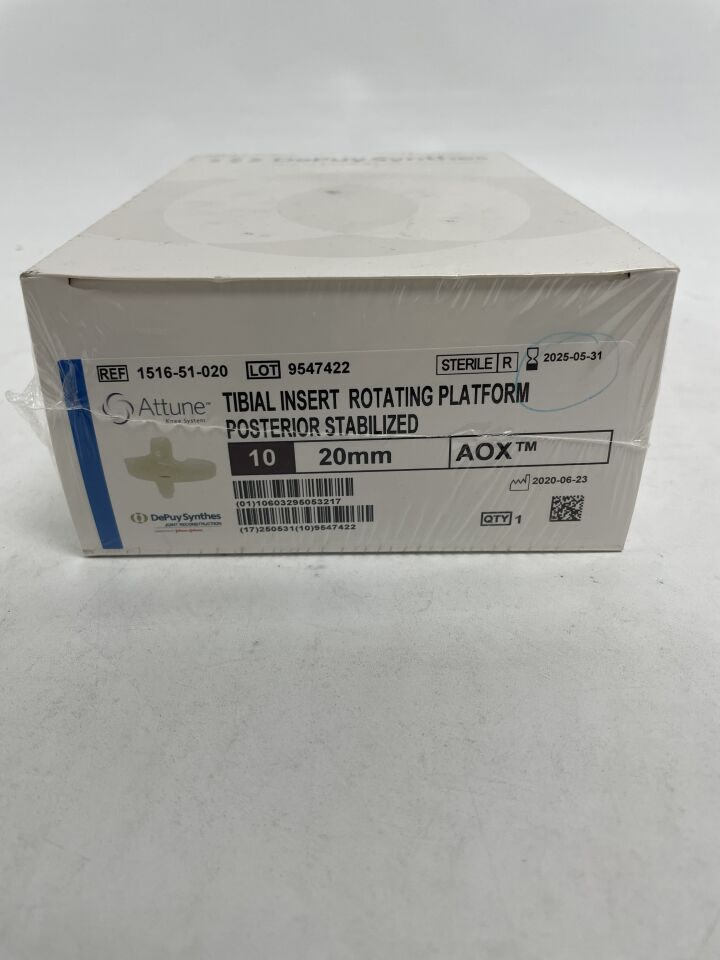 1516-51-020 - DEPUY - Attune Knee System Tibial Insert Rotating Platform Posterior Stabilized Size 10 20Mm Aox, (BX/1)