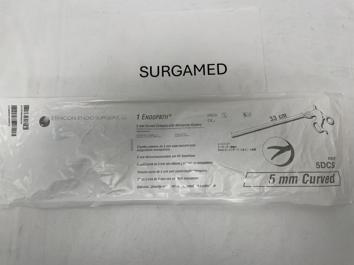 5DCS - ETHICON - Endopath Curved Scissors with Monopolar Cautery, 5 mm dia., (EA)