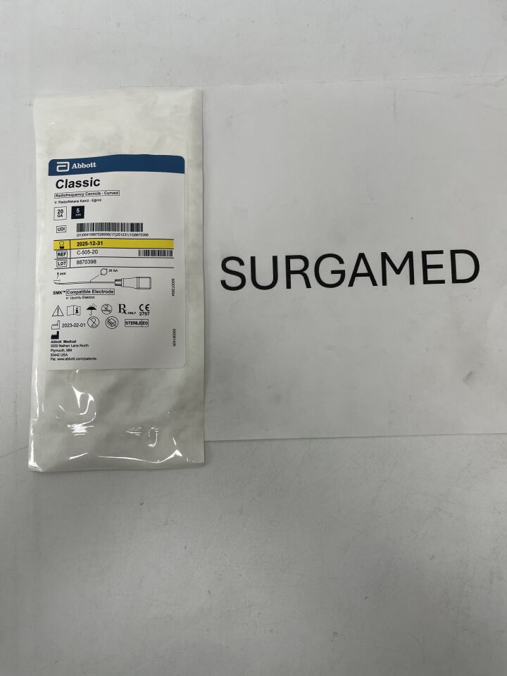 C-505-20 - ABBOTT - Classic RF Cannula, Curved 5cm x 5mm, 20G, (EA)