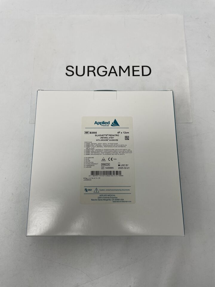 B3885 - APPLIED MEDICAL RESOURCES - Silhouette Pediatric Ureteral Stent with UroWire: 4F x 12cm, (BX/1)