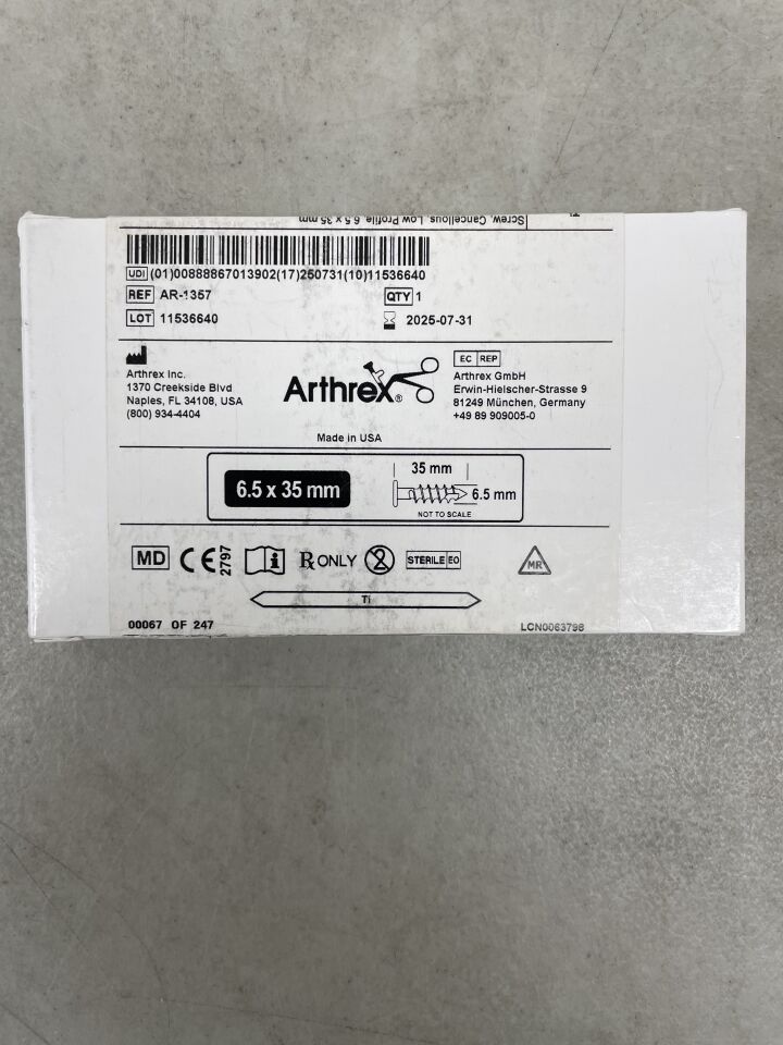 AR-1357 - ARTHREX - Low Profile Cancellous Screw 6.5mm x 35mm, (BX/1)