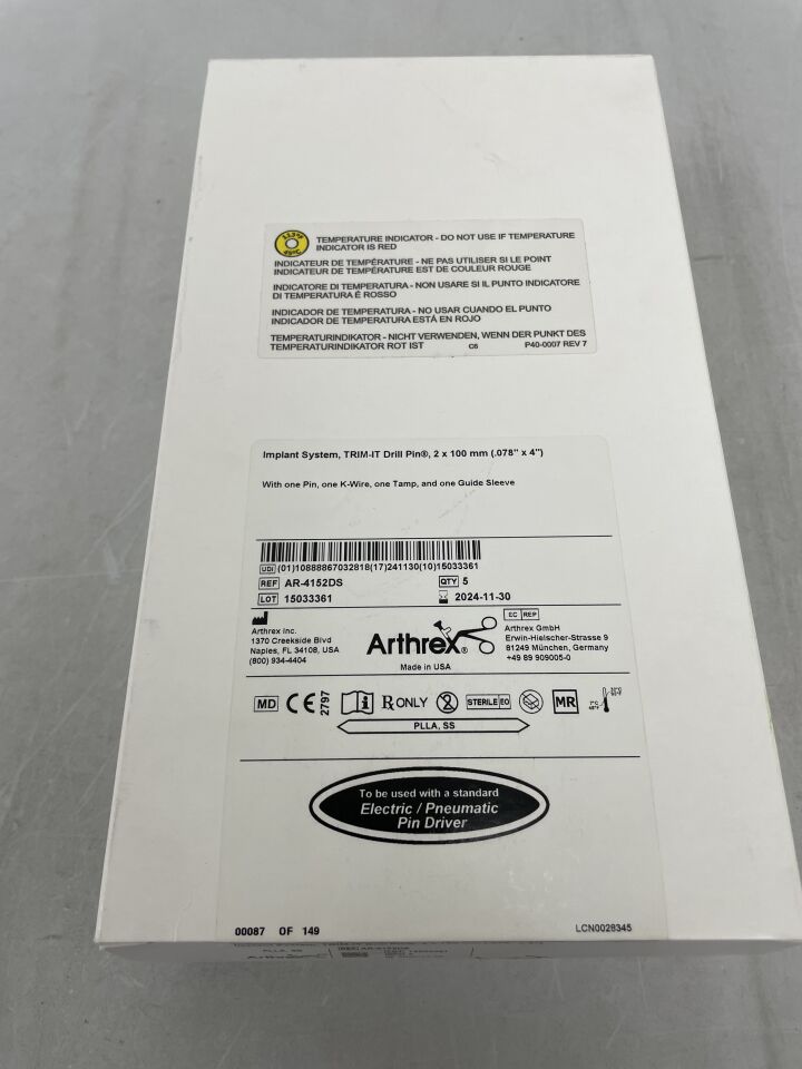 AR-4152DS - ARTHREX - Trim-It Drill Pin Disposables Kit: 2.0mm x 100mm, (BX/5)
