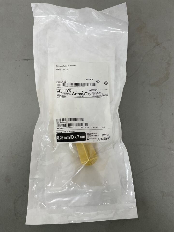 AR-6530N - ARTHREX - Cannula Twist-In, Notched With No-Squirt Cap, 8.25 mm ID x 7 cm, (EA)