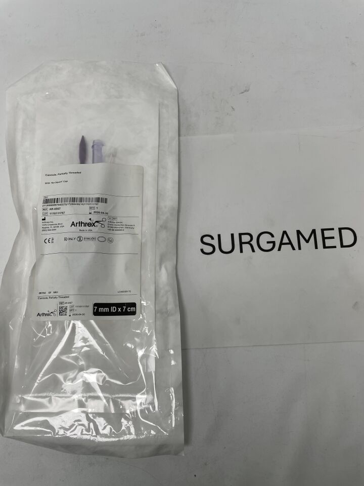 AR-6567 - ARTHREX - Cannula, Partially Threaded, No-Squirt Cap 7mm x 7cm, (EA)