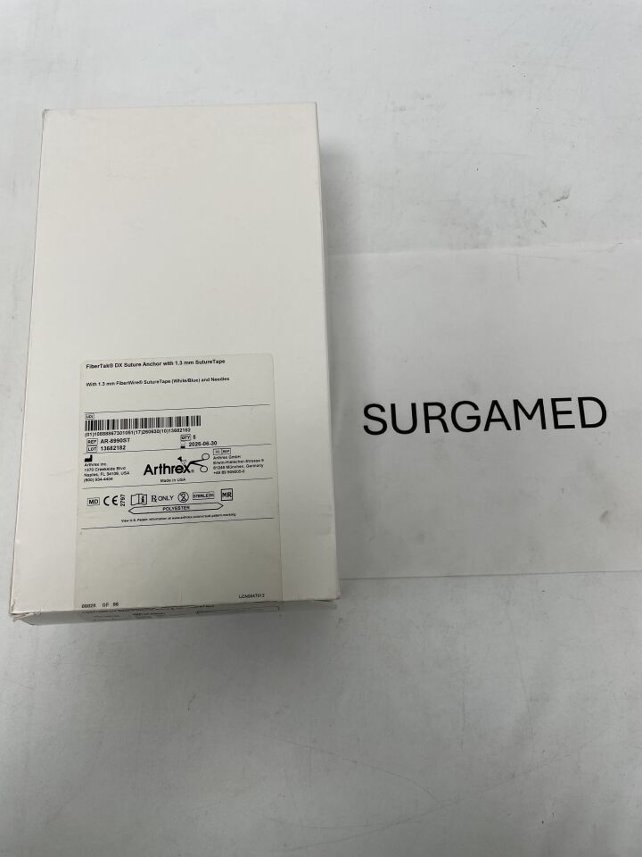 AR-8990ST - ARTHREX - FiberTak DX Suture Anchor with 1.3mm SutureTape (White/Blue) and Needles, (BX/5)