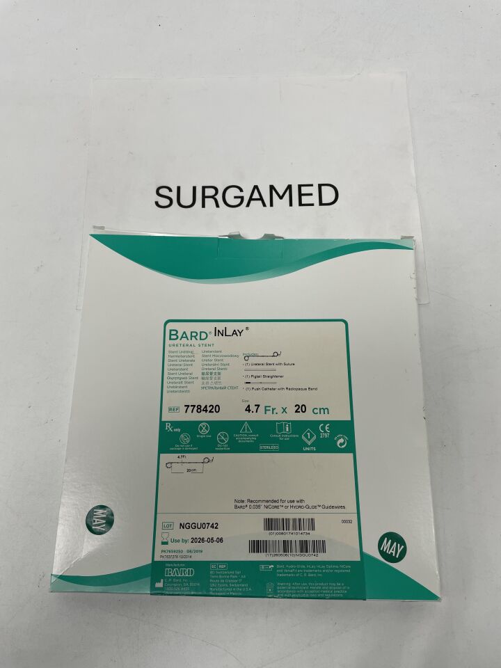 778420 - BARD - INLAY URETERAL STENT, 4.7FR x 20cm, (BX/1)