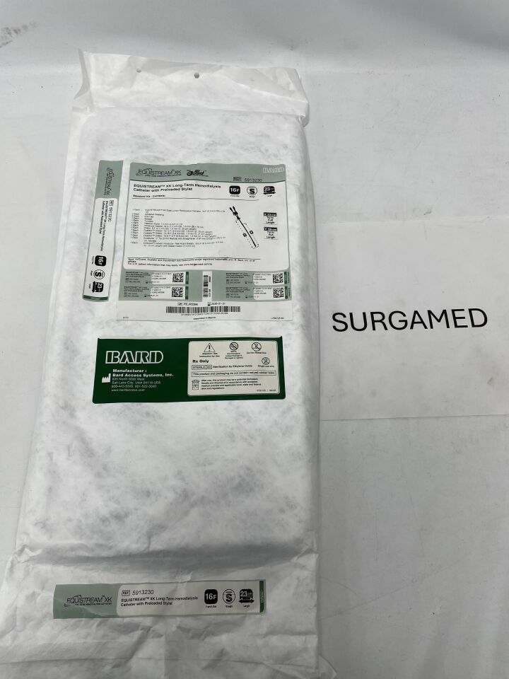 5913230 - BARD - Equistream XK Long-Term Hemodialysis Catheter Standard Kit with AirGuard Valved Introducer, 16 Fr Size, (EA)
