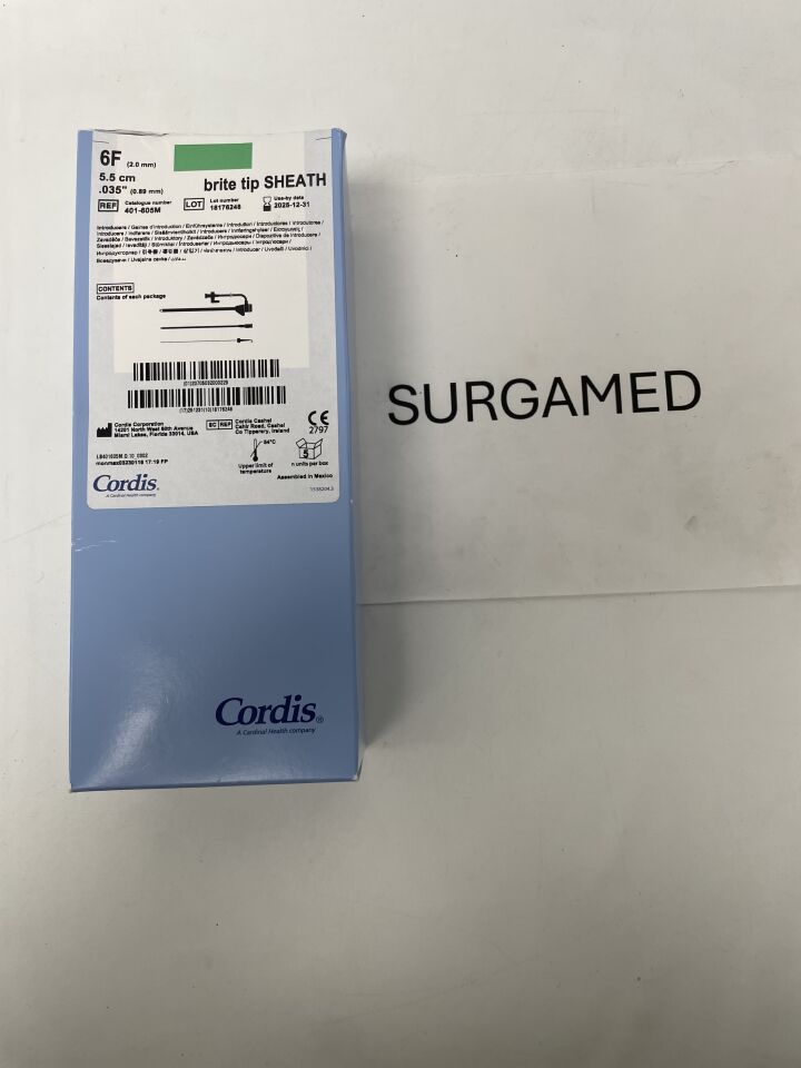 401-605M - CORDIS - Brite Tip SHEATH Introducer - 6Fr x 5.5cm, (BX/5)