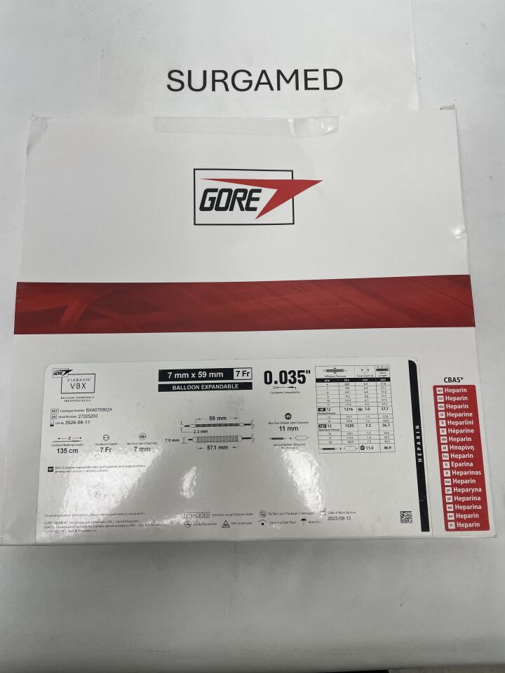 BXA075902A - GORE - Viabahn VBX Balloon Expandable Endoprosthesis 7mm x 59mm, 135cm, (BX/1)