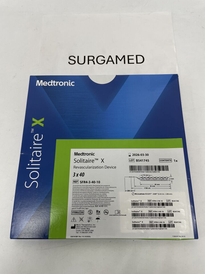 SFR4-3-40-10 - MEDTRONIC - Solitaire X Revascularization Device - 3mm x 40mm, (BX/1)