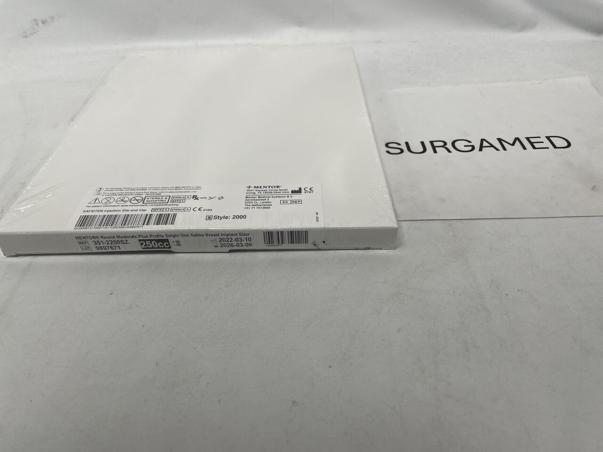 351-2250SZ - MENTOR - Round Moderate Plus Profile Saline Breast Implant Sizer, 250cc, (BX/1)