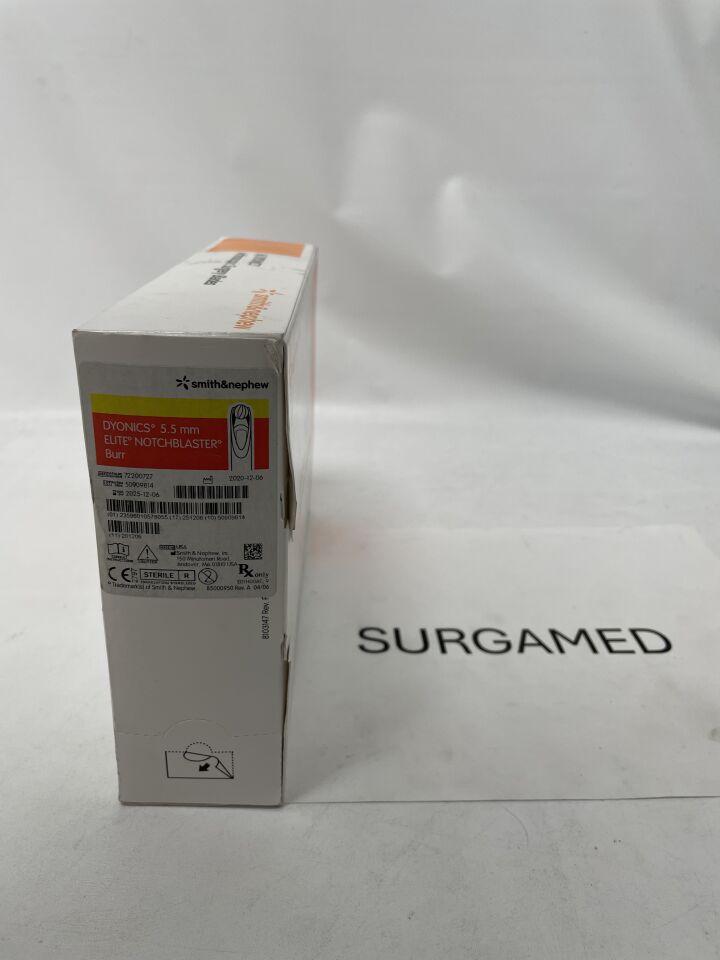 72200727 - SMITH & NEPHEW - Dyonics Elite Notchblaster Burr, 5.5 mm Head Diameter, Peach Latch, (BX/6)