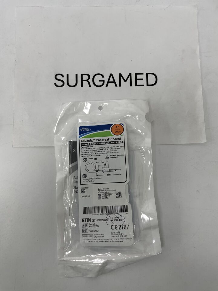 3728 - BOSTON SCIENTIFIC - Advanix Pancreatic Stent Single Pigtail With Leading Barb 7F x 9cm, (EA)