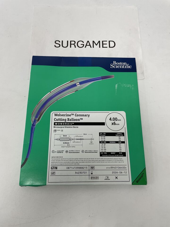 3940106400 - BOSTON SCIENTIFIC - Wolverine Coronary Cutting Balloon Over-The-Wire Microsurgical Dilatation Device, 4.00mm x 6mm, (BX/1)