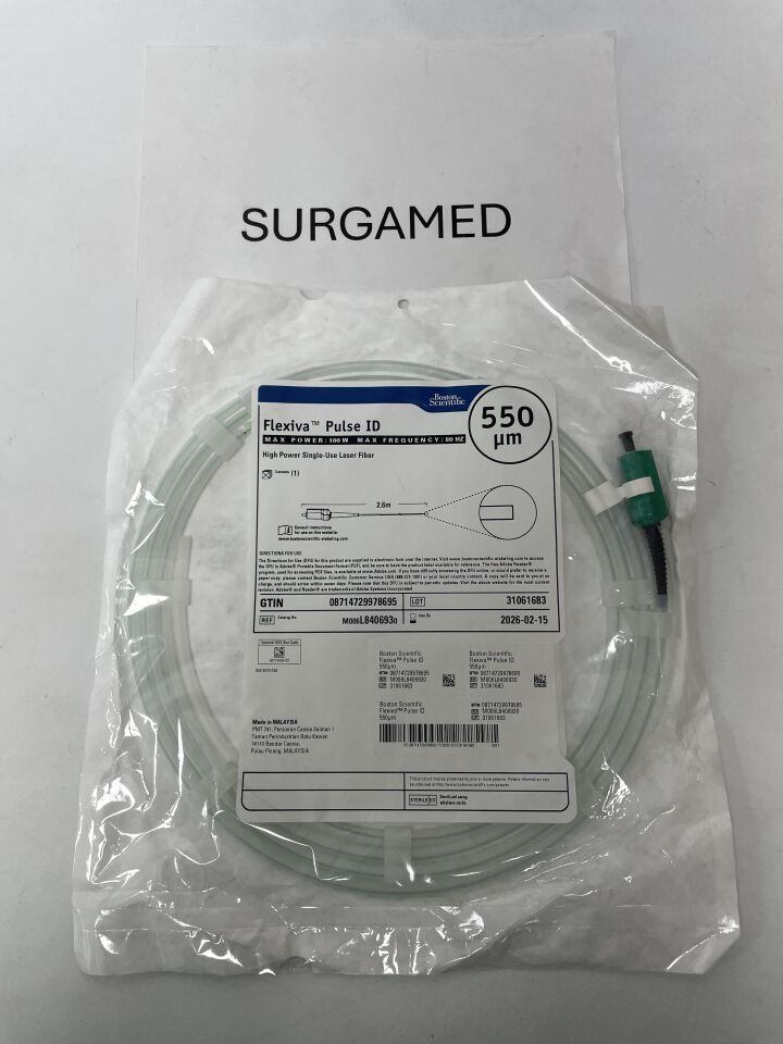 L840693 - BOSTON SCIENTIFIC - Flexiva Pulse ID High Power Single-Use Laser Fiber - 100W x 80HZ - 2.6m x 550 µm, (EA)
