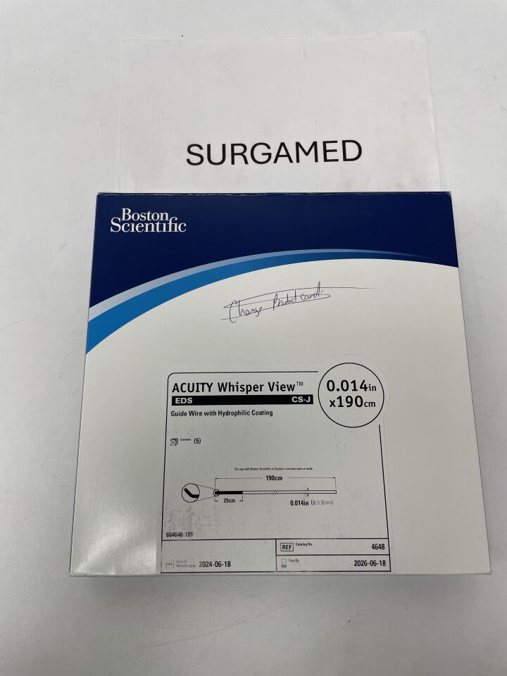 4648 - BOSTON SCIENTIFIC - ACUITY Whisper View Guidewire with Hydrophilic Coating - EDS, CS-J - .014" x 190cm, (BX/5)