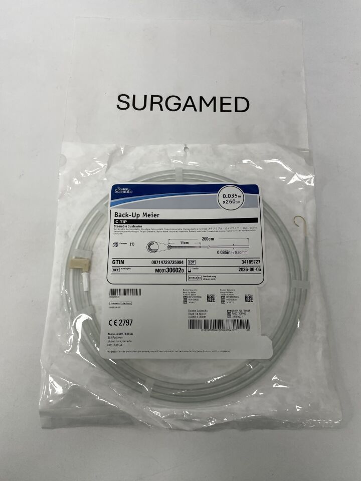30602 - BOSTON SCIENTIFIC - Back-Up Meier Steerable Guidewire - C-Tip - .035" x 260cm, (EA)