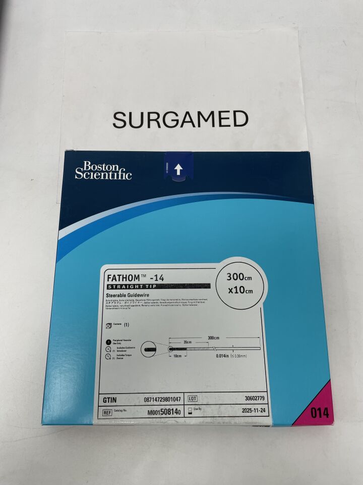 50814 - BOSTON SCIENTIFIC - FATHOM-14 Steerable Guidewire - Straight Tip - 300CM X 10CM, (BX/1)
