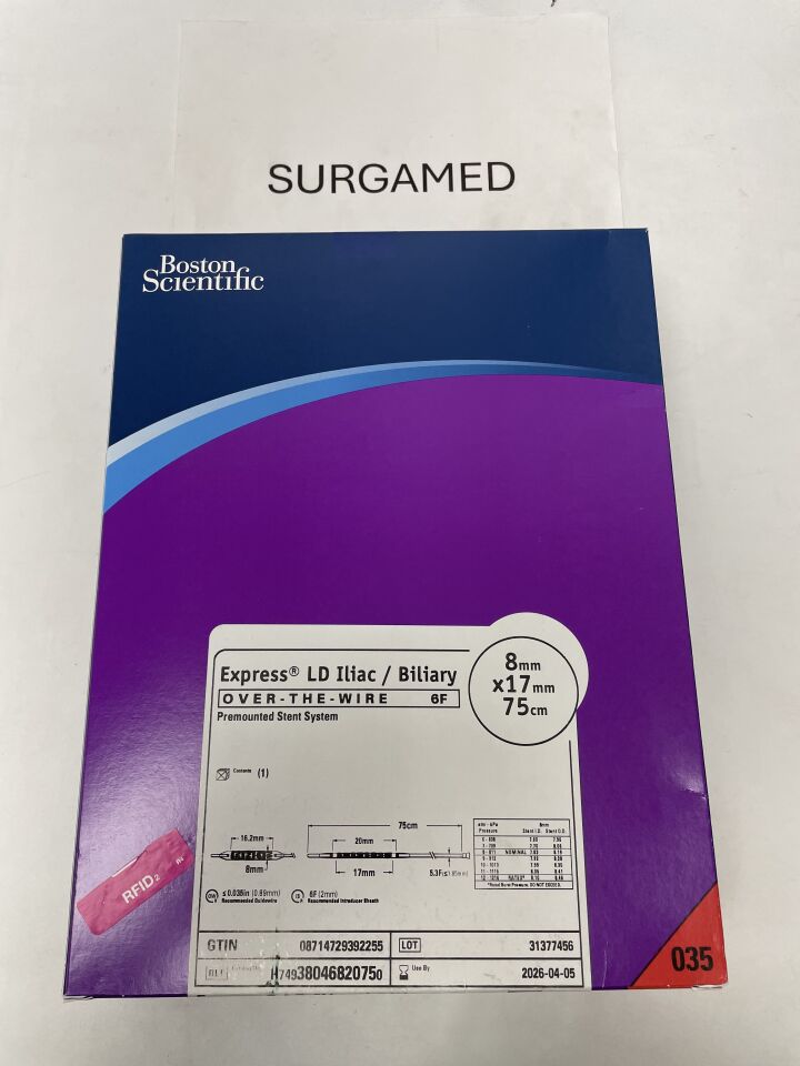 3804662075 - BOSTON SCIENTIFIC - Express LD Iliac/Biliary Over-The-Wire Premounted Stent System 6F x 6mm x 17mm x 75cm, (BX/1)