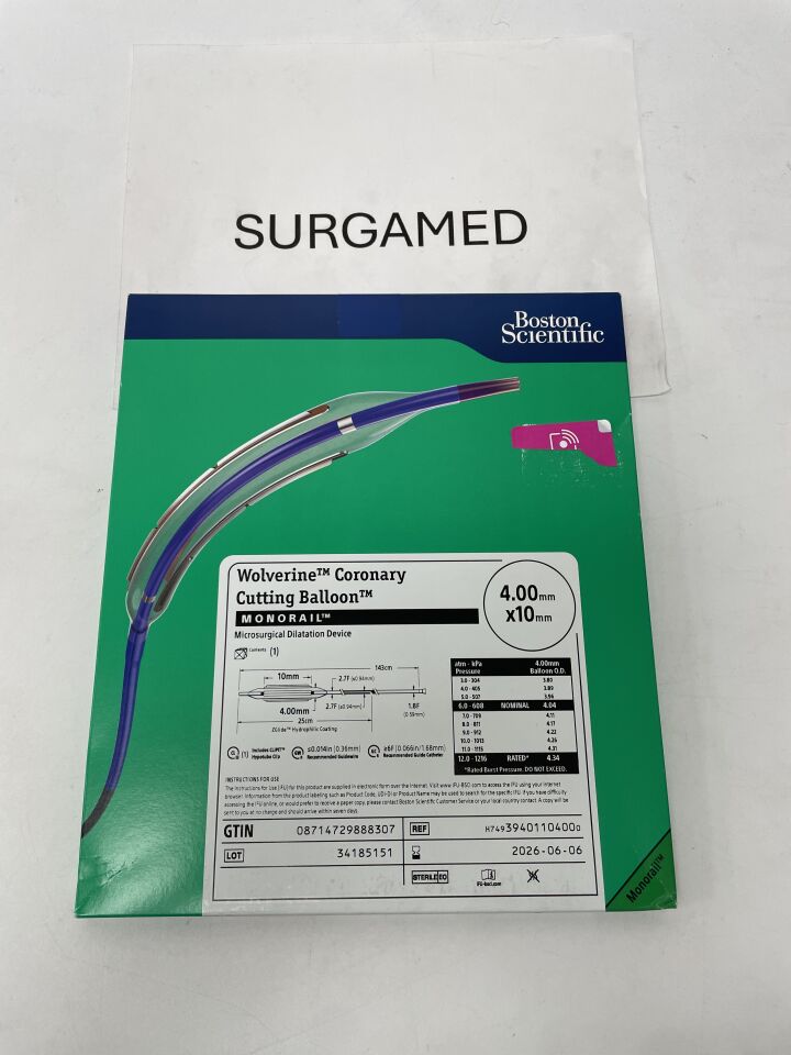 3940110400 - BOSTON SCIENTIFIC - Wolverine Coronary Cutting Balloon Over-The-Wire Microsurgical Dilatation Device, 4.00mm x 10mm, (BX/1)