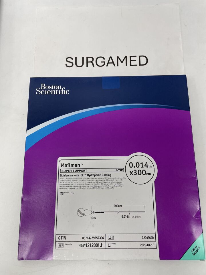 1212001J - BOSTON SCIENTIFIC - Mailman Super Support Guidewire with ICE Hydrophilic Coating, J-Tip, 0.014in x 300cm, (BX/1)