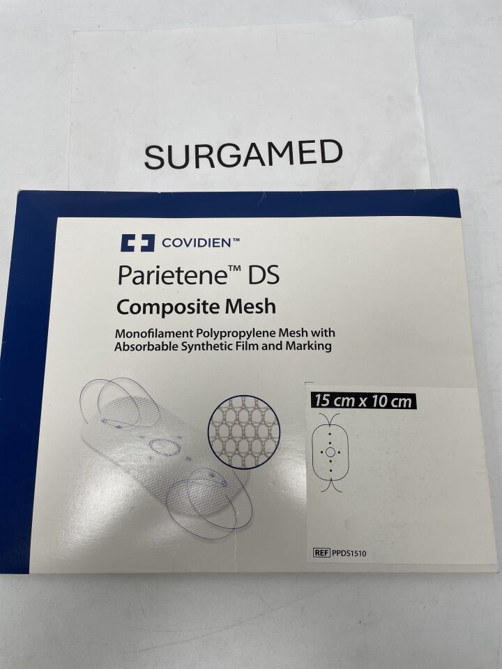 PPDS1510 - COVIDIEN - Parietene DS Polypropylene Composite Mesh, 15 L x 10 cm W, White, (BX/1)