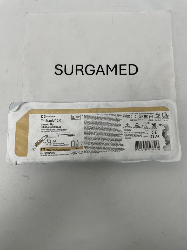 SIG30CTAVM - COVIDIEN - Signia Tri-Staple 2.0 Curved Tip Intelligent Reload & Introducer, 30mm Vascular/Medium, (EA)