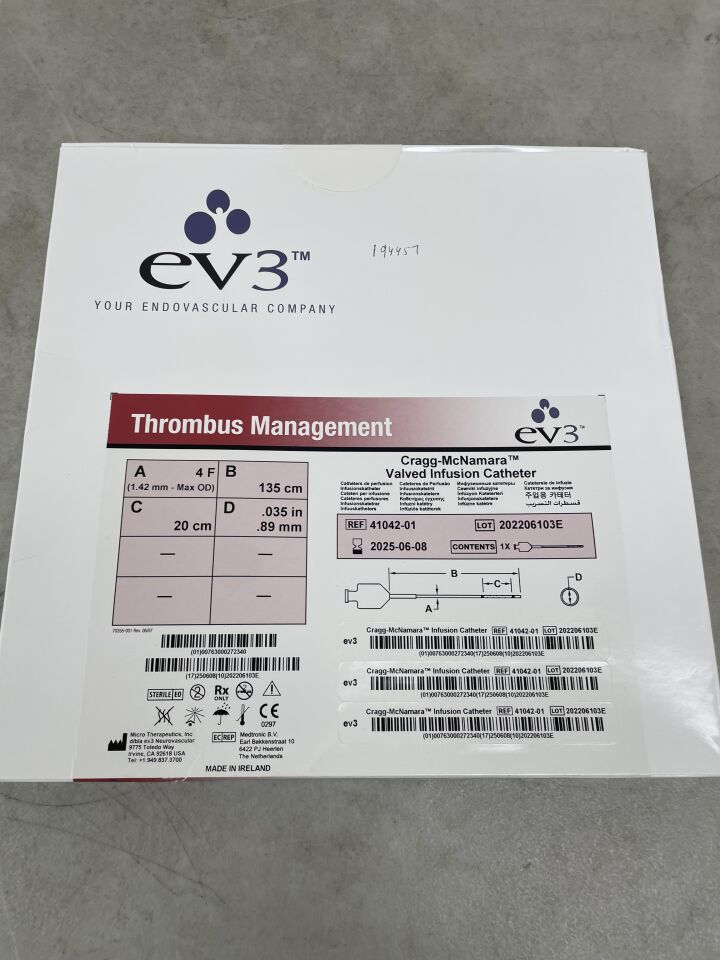 41042-01 - EV3 - ev3 Cragg-McNamara Valved Infusion Catheter, 4F x 135cm x 20cm x .035", (BX/1)