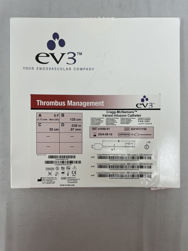 41058-01 - EV3 - ev3 Cragg-McNamara Valved Infusion Catheter, 5F x 135cm x 30cm x .038", (BX/1)