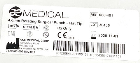 080-401 - A&E MEDICAL - Rotating Surgical Punches, 1 per pouch, (BX/6)