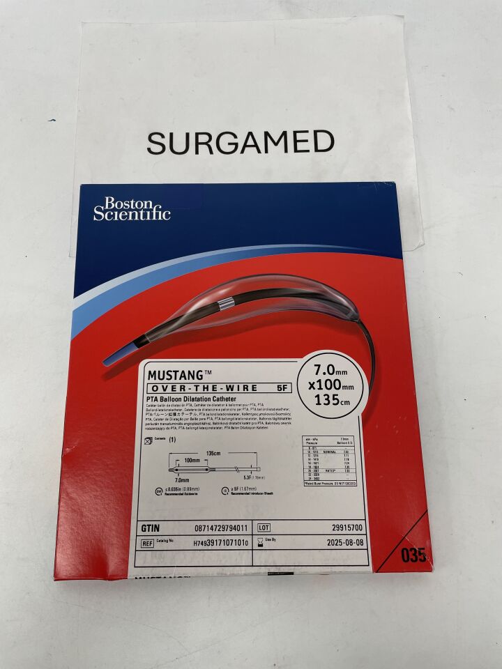 3917107101 - BOSTON SCIENTIFIC - Mustang Over-The-Wire PTA Balloon Dilatation Catheter, 7.0mm X 100mm X 135cm, (BX/1)